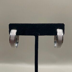 Vintage Silver Tone Small Hoop Dangle Drop Statement Earrings